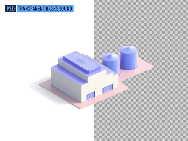 icon isometric factory 3d Illustration