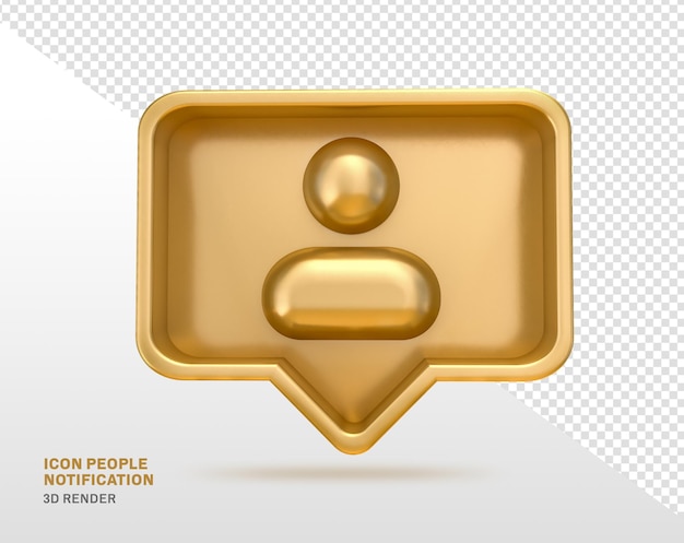 Icon people gold in 3d render with transparent background