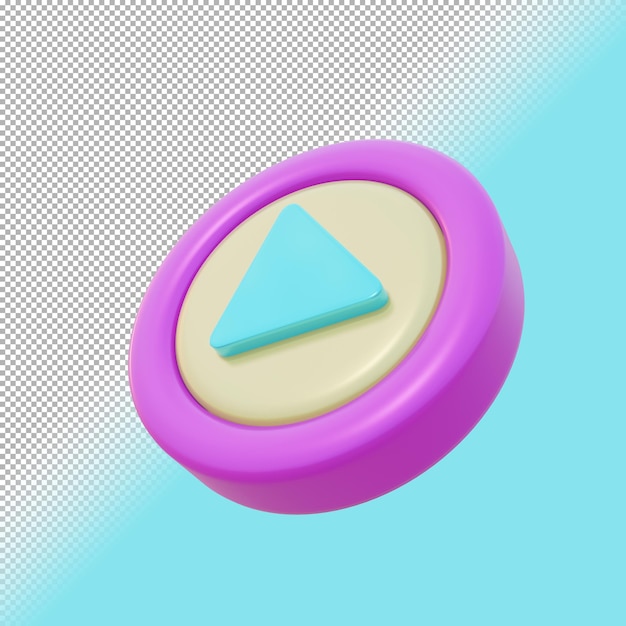 Icon play button in 3d render