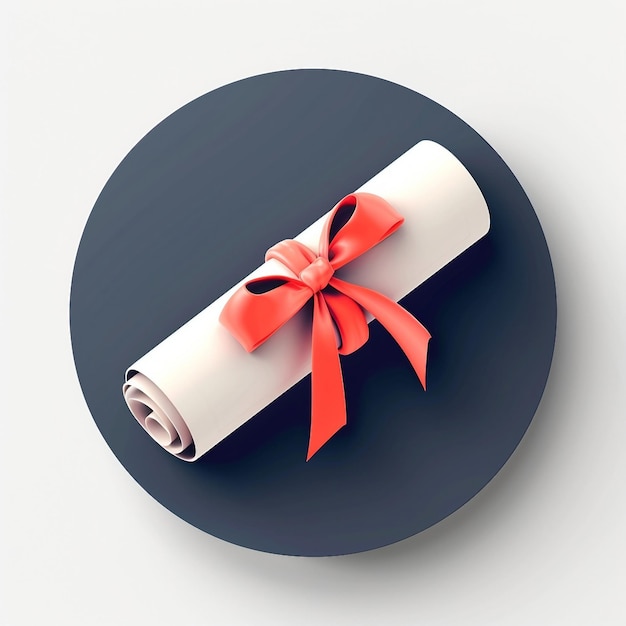 PSD a icon of a rolledup diploma tied with a ribbon on transparent background ai generate illustration