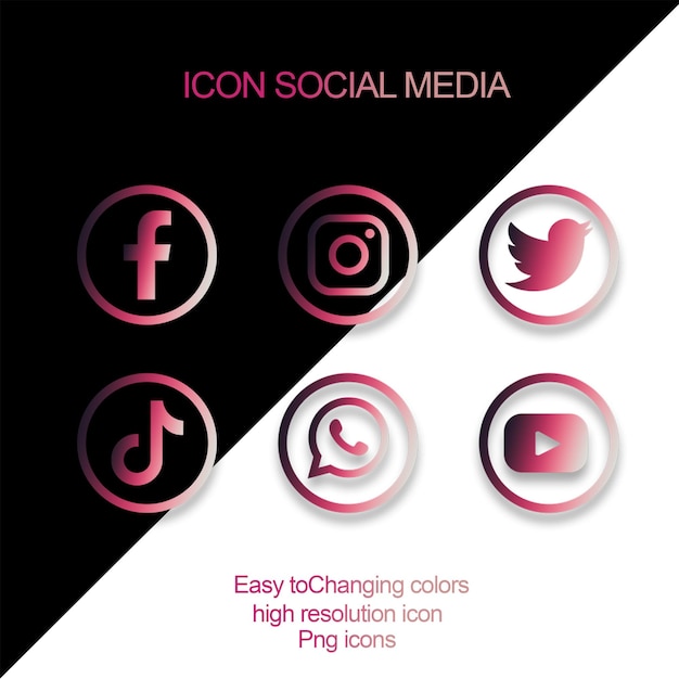 PSD icon social media wiht cool colors