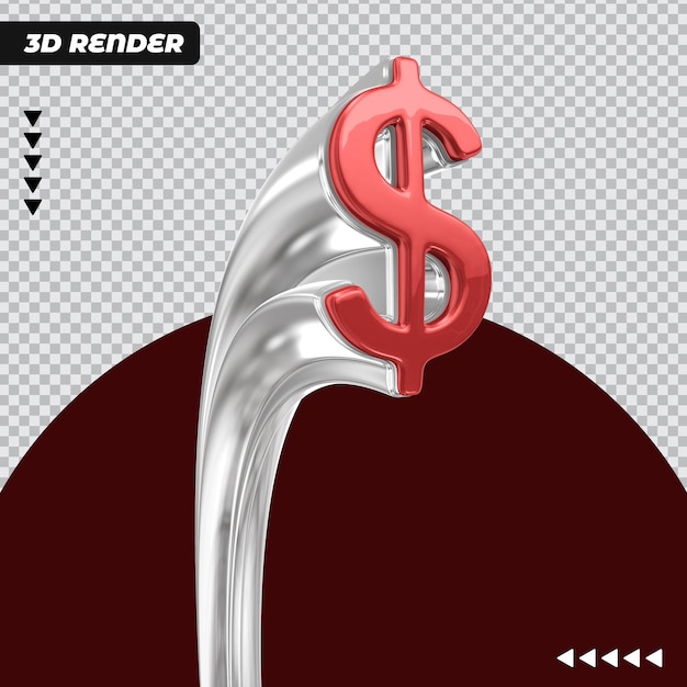 PSD icon with money symbol in realistic 3d render