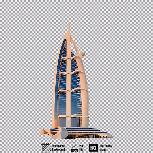 PSD iconic burj al arab on transparent background