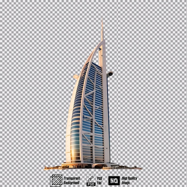 iconic Burj al Arab on transparent background