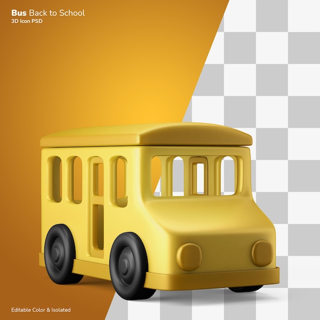 iconic retro school bus 3d illustration icon editable isolated