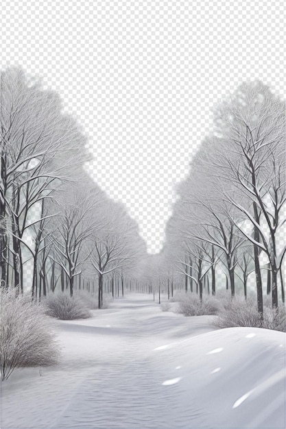 PSD icy embrace the mystique of winter landscapes on transparent background