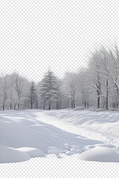 PSD icy embrace the mystique of winter landscapes on transparent background