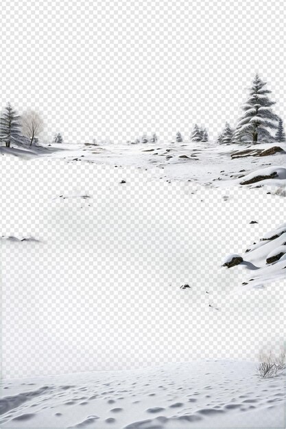 PSD icy embrace the mystique of winter landscapes on transparent background