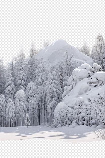 PSD icy embrace the mystique of winter landscapes on transparent background