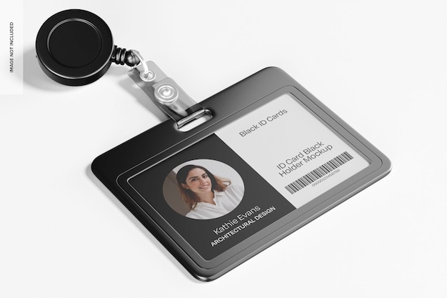 ID Card Black Holder Mockup Left View