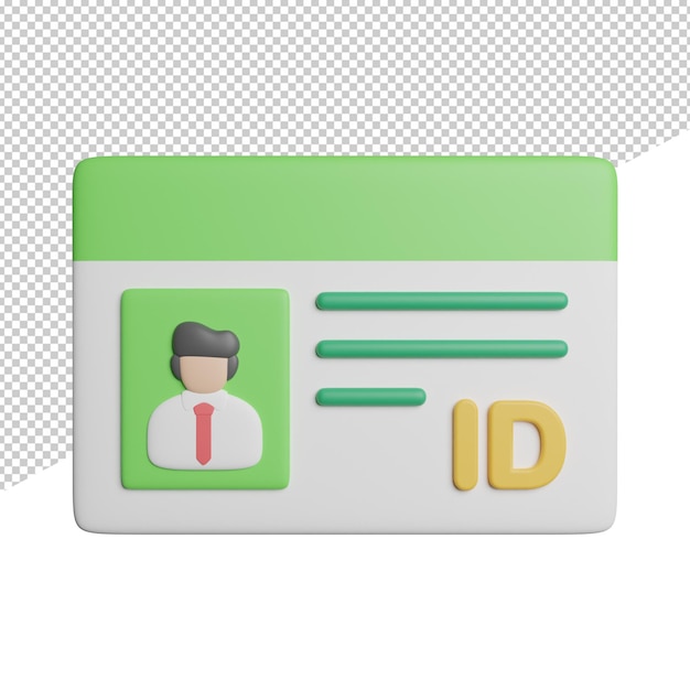 ID Card Identity front view 3d rendering icon illustration on transparent background