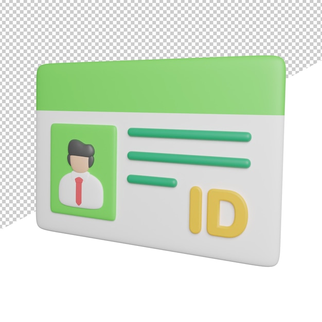 ID Card Identity side view 3d rendering icon illustration on transparent background