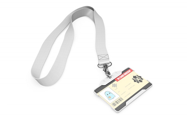 id card mockup on necklace