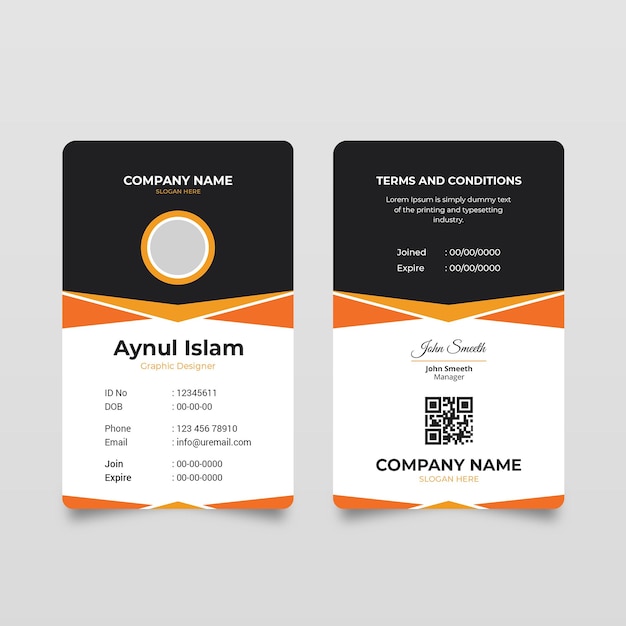 PSD id card template design for corporate company with creative shape