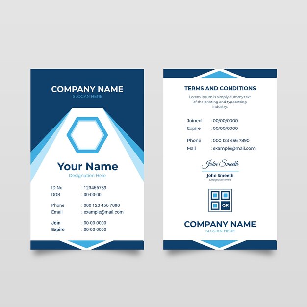 PSD id card template design for corporate company with creative shape