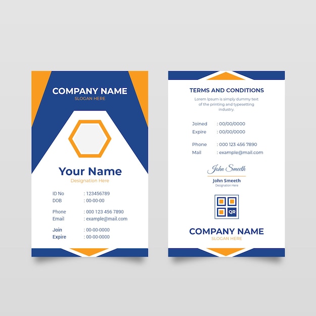 id card template design for corporate company with creative shape