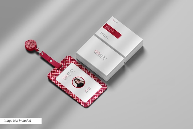 Id Card With Business Card Mockup