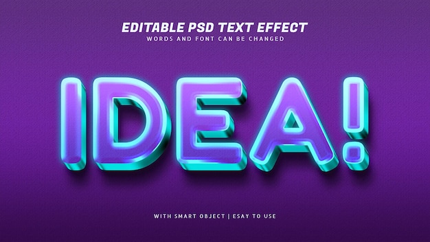 Idea 3d glowing text effect editable