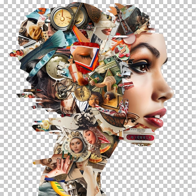 Identity Tapestry Collage of a womans face composed of