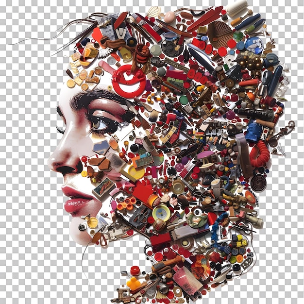 Identity Tapestry Collage of a womans face composed of