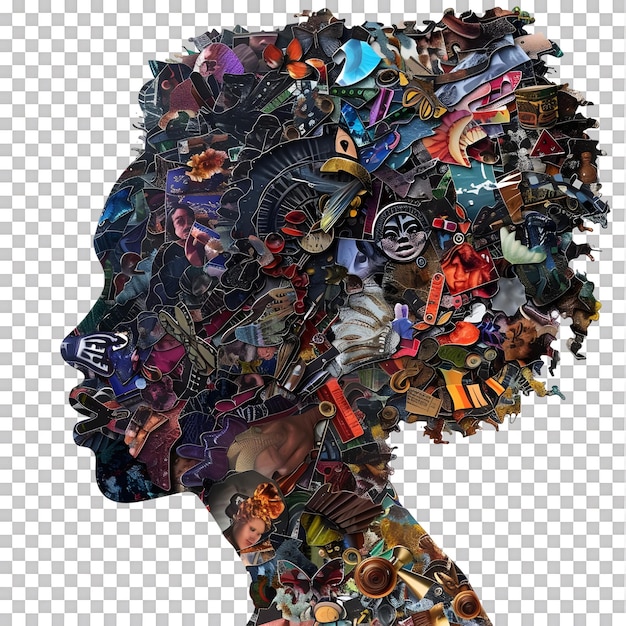 Identity Tapestry Collage of a womans face composed of