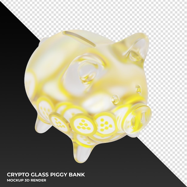 iExec RLC RLC glass piggy bank with crypto coins 3d illustration