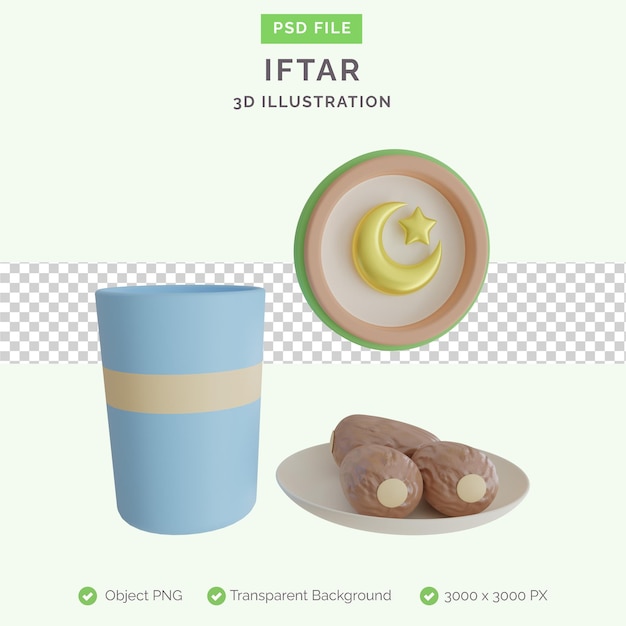 iftar food 3d illustration