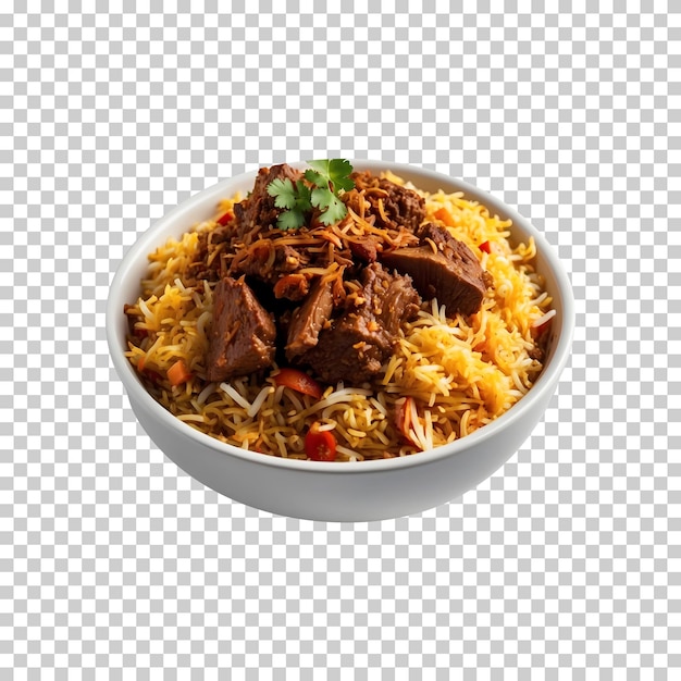 Iftar Special Delicious Beef Biryani Isolated on a Transparent Background