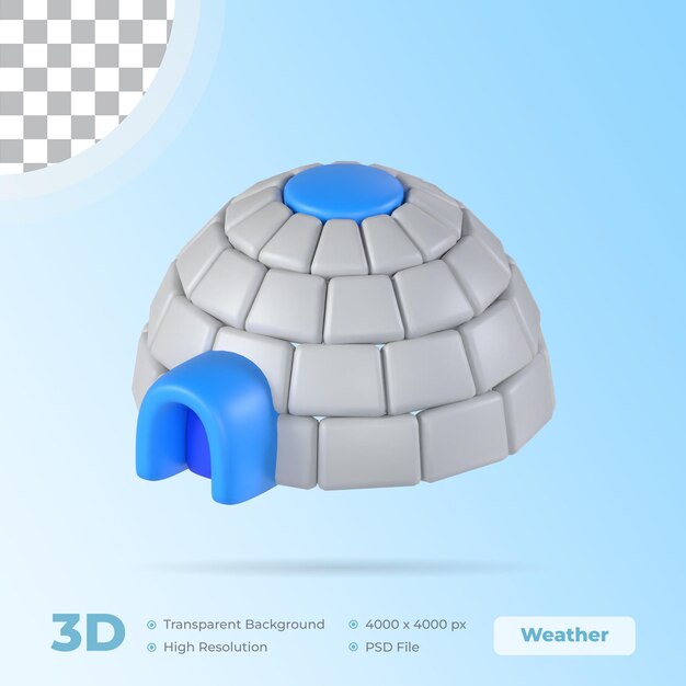 PSD igloo 3d icon weather model with transparent background