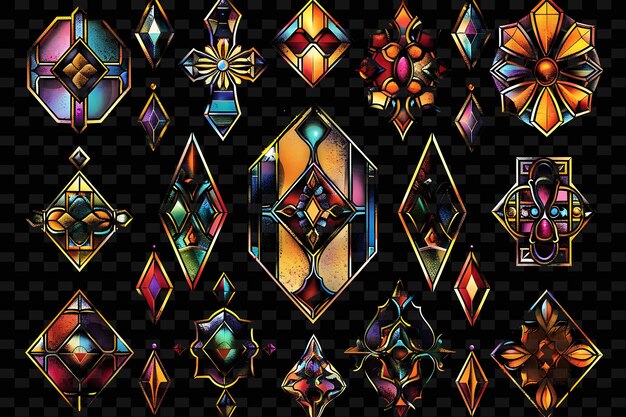 Illuminated Stained Glass Shards Layered Stained Glass Colla Y2K Texture Shape Background Decor Art