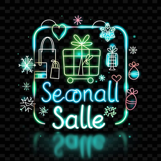 Illuminating Neon Lights of Seasonal Sale Text With a Calmin PNG Y2K Inspired Decorative