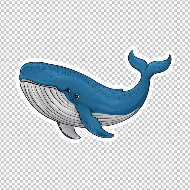 PSD illustrated sticker of a blue whale isolated on transparent background