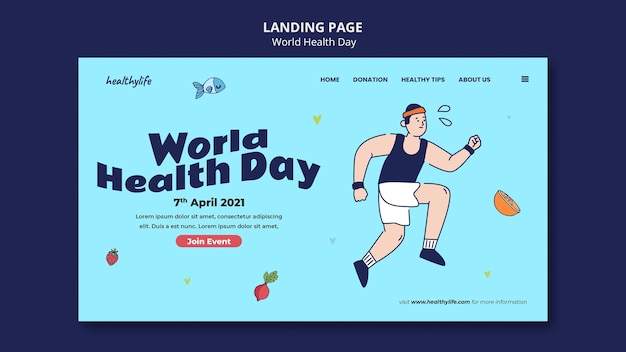 PSD illustrated world health day web template