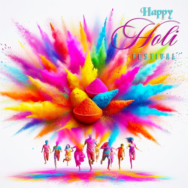 Illustration of abstract colorful happy holi background