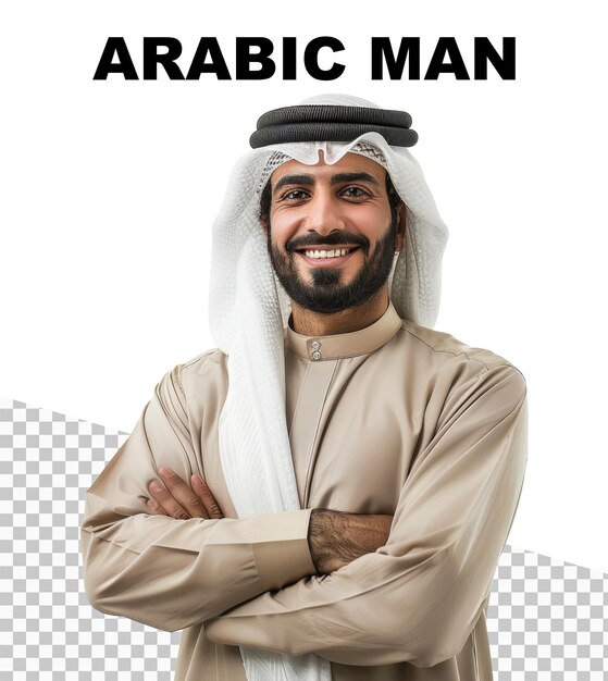 PSD an illustration of an arab man smiling isolated on transparent background