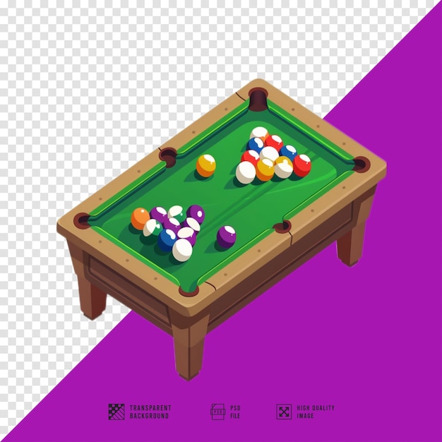 PSD an illustration of a billiard table facing face down with balls on it