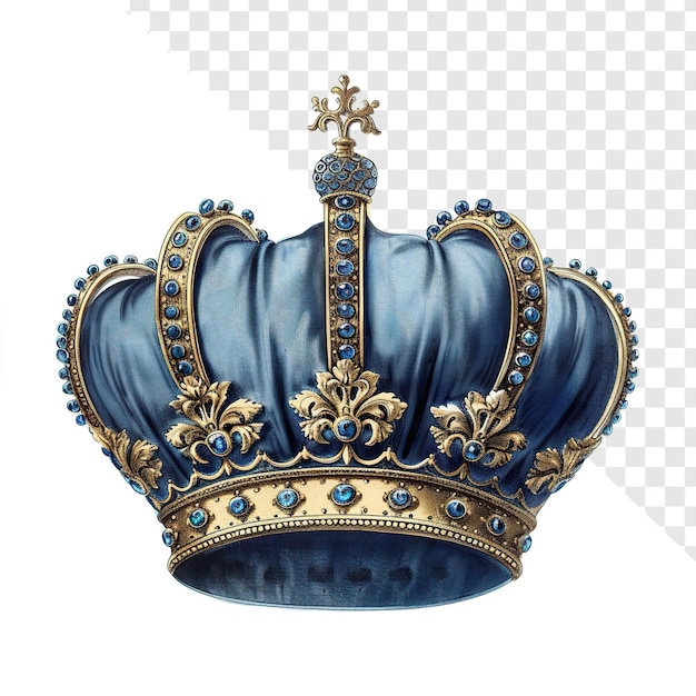 Illustration of a Blue Crown with Transparent Background