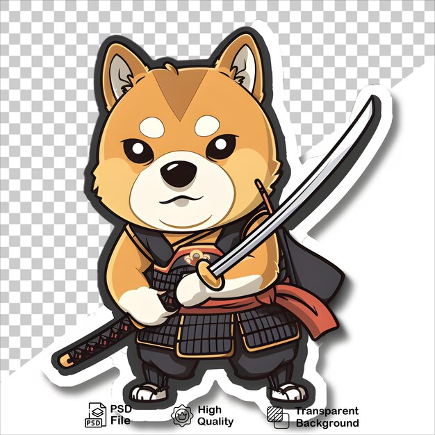 PSD illustration cartoon canine hero with sword isolated on transparent with png design