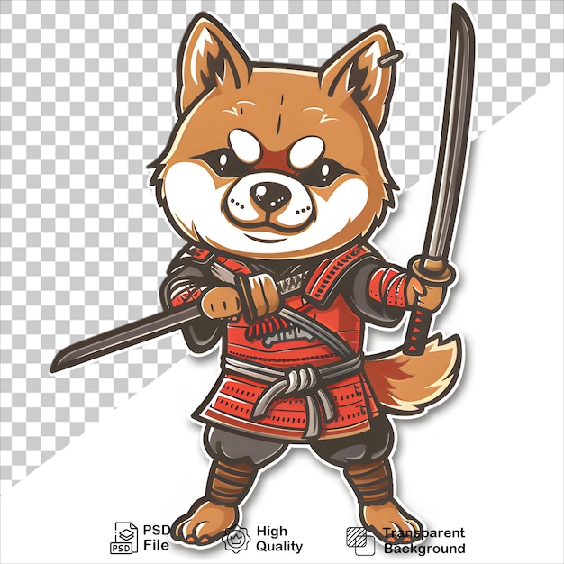 PSD illustration cartoon canine hero with sword isolated on transparent with png design