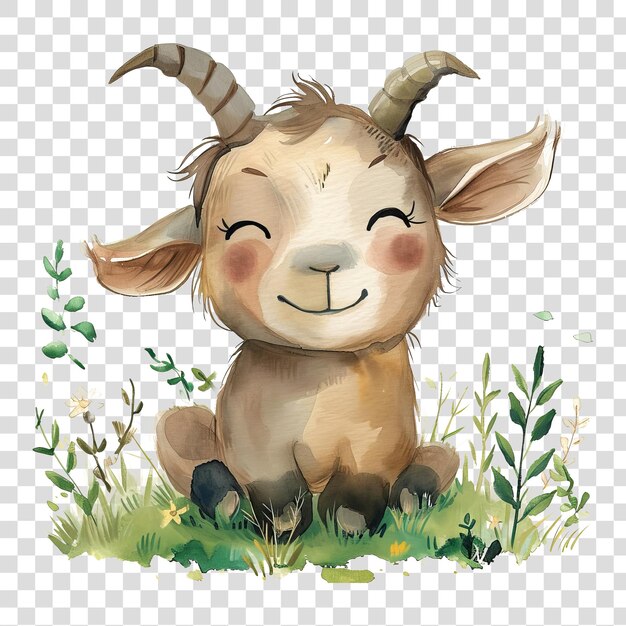 PSD illustration of cheerful goat isolated on transparent background png