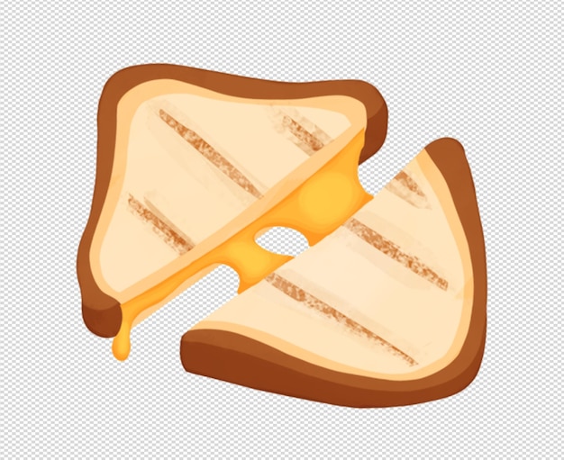 Illustration of cheese sandwich cut into two pieces in casual style without background