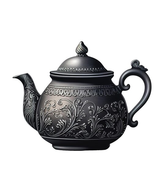 PSD illustration of clay teapot with chinese ornament ai generative