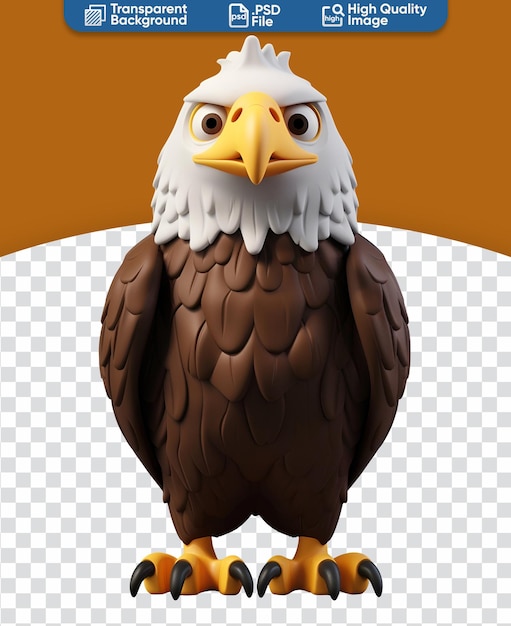 Illustration of a Cute Bald Eagle in 3D Rendered Chibi Cartoon Animal