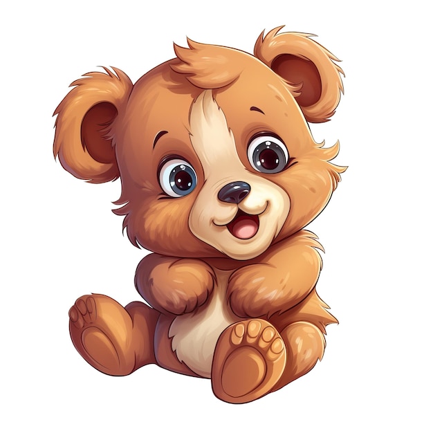 Illustration cute friendly baby bear transparent background png illustration ai generated