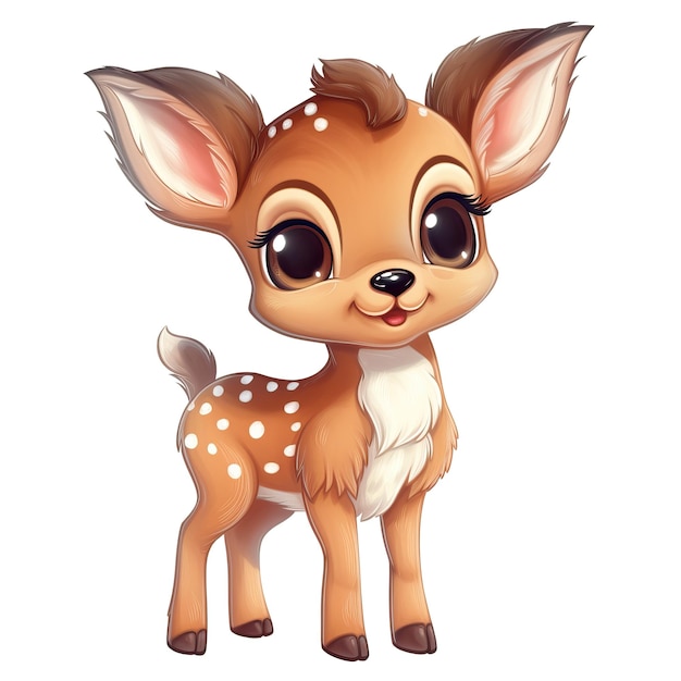 Illustration cute friendly baby deer transparent background png illustration ai generated