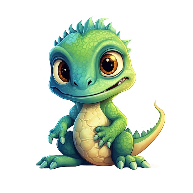 Illustration cute friendly baby guana transparent background png illustration ai generated