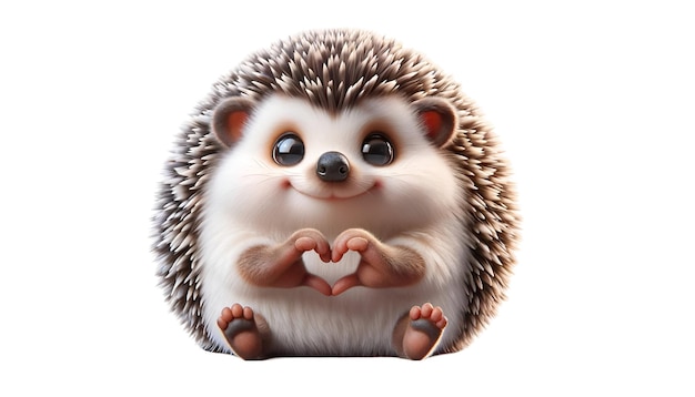 Illustration of cute hedgehog with heart shaped paws