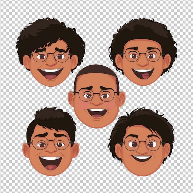 PSD illustration of different expressions isolated on transparent background