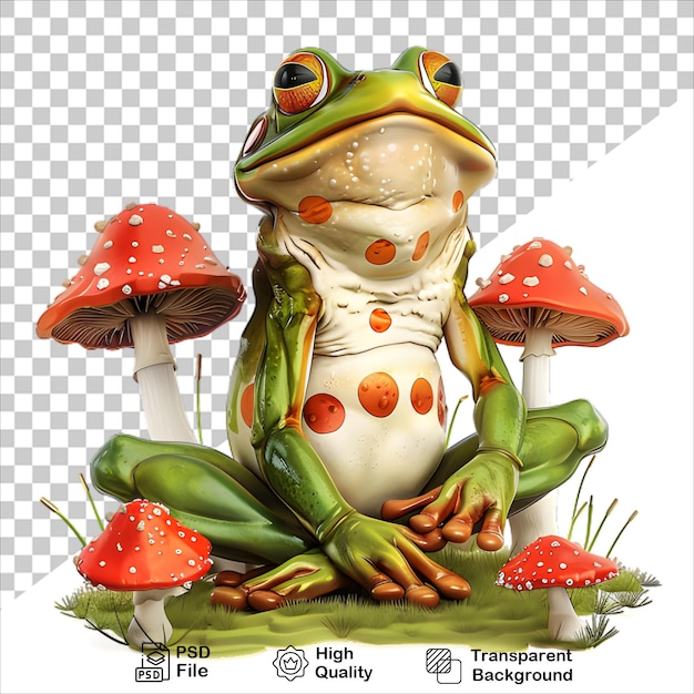 Illustration of a Frog with Mushrooms