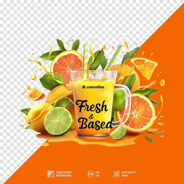 illustration of a fruit juice glass for advertising needs without background HD quality